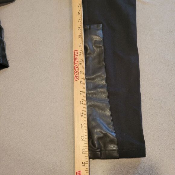 DKNY Black Leggings With Faux Leather Details Size Small - Picture 6 of 9